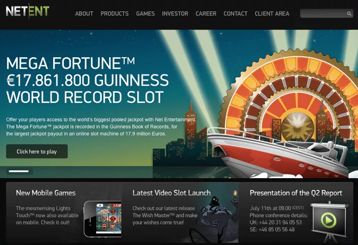 Net Entertainments hjemmeside