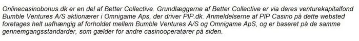 PIP Casino Disclaimer