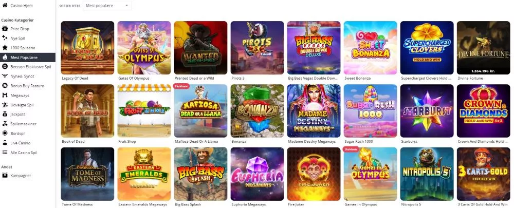 Betsson casino spil